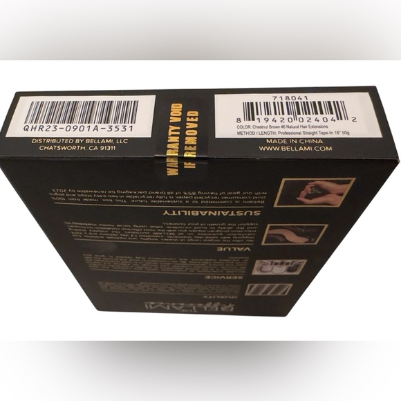 BELLAMI PROFESSIONAL TAPE-IN HAIR EXTENSIONS 18” CHESTNUT BROWN #6 NIB - Picture 2 of 6